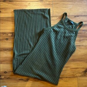 Olive Green Ribbed Dress